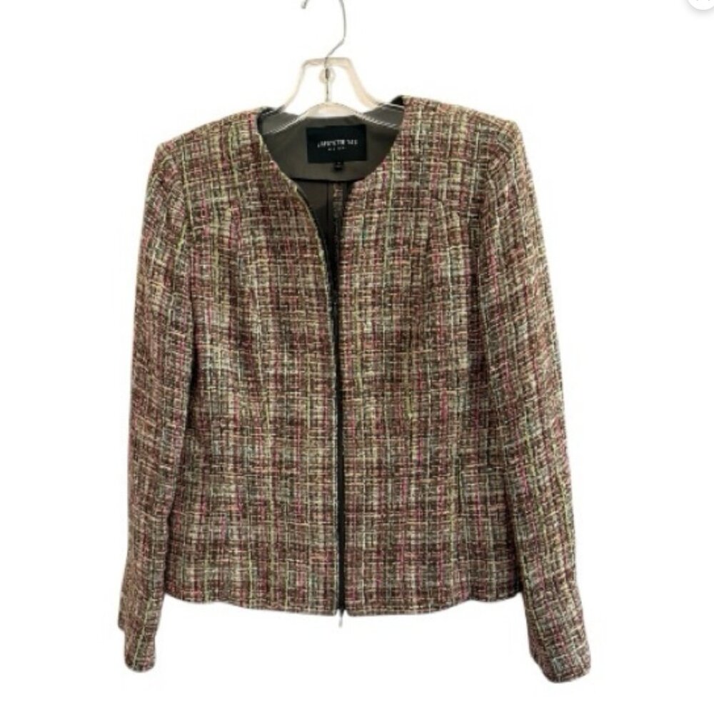 Lafayette 148 Tweed Zip Front Blazer Jacket Size 4